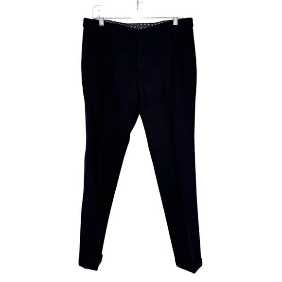 Luigi Fusaro Wool Dress Pants Men size US 32 IT 48 Navy Blue Flannel 33" inseam - Picture 1 of 11